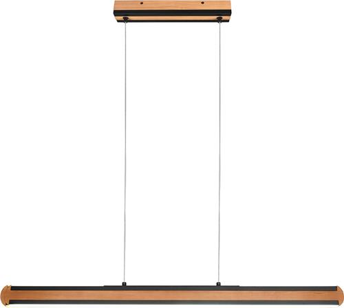 LED Hanglamp - Hangverlichting - Torna Dirkon Up and Down - 42W - Aanpasbare Kleur - Rechthoek - Mat Bruin/Zwart - Hout