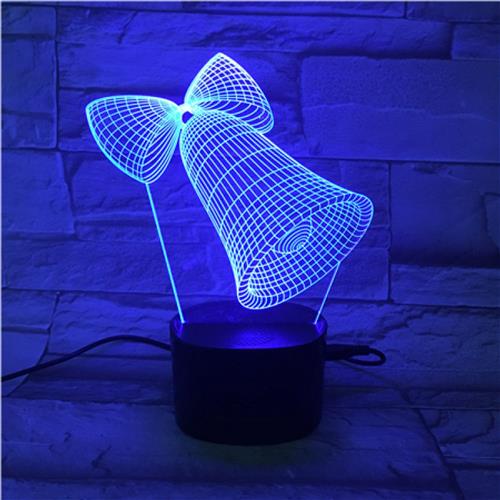 3D Led Lamp Met Gravering - RGB 7 Kleuren - Kerst Bel