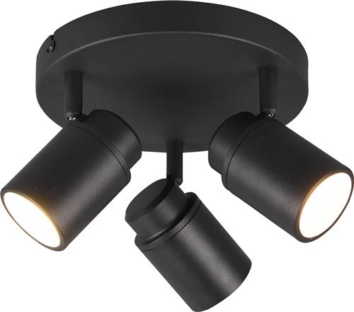 LED Plafondspot - Trion Artion - GU10 Fitting - Spatwaterdicht IP44 - Rond - Mat Zwart - Aluminium