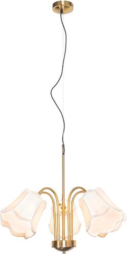 QAZQA nona - Klassieke Hanglamp voor boven de eettafel | in eetkamer - 5 lichts - Ø 70 cm - Wit - Woonkamer | Slaapkamer