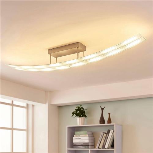 Lindby - LED plafondlamp- met dimmer - 16lichts - glas, metaal - H: 15 cm - mat nikkel - Inclusief lichtbronnen