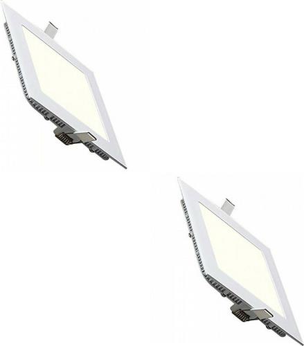 LED Downlight Slim 2 Pack - Inbouw Vierkant 12W - Natuurlijk Wit 4200K - Mat Wit Aluminium - 170mm