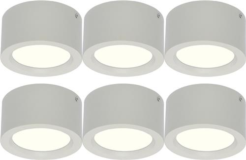LED Downlight 6 Pack - Opbouw Rond Hoog 10W - Natuurlijk Wit 4200K - Mat Wit Aluminium - Ø140mm