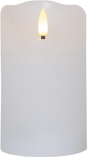 Star Trading pilaarkaars Flamme Rustic, waskaars, wit, timer, LED, warm wit, 12,5 cm
