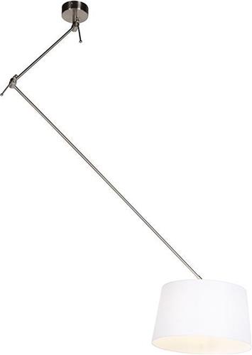 QAZQA blitz - Landelijke Hanglamp met kap - 1 lichts - L 380 mm - Wit - Woonkamer | Slaapkamer | Keuken