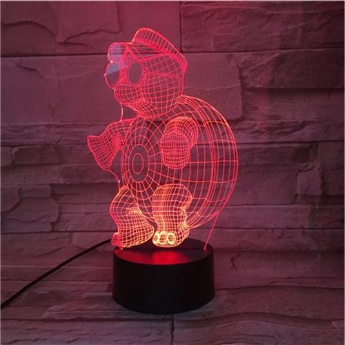 3D Led Lamp Met Gravering - RGB 7 Kleuren - Schildpad
