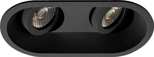 Spot Armatuur GU10 - Proma Zano Pro - GU10 Inbouwspot - Ovaal Dubbel - Zwart - Aluminium - Kantelbaar - 185x93mm