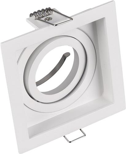 Spot Armatuur GU10 - Torna Kenan - GU10 Inbouwspot - Vierkant - 1-lichts - Wit - Aluminium - Verdiept - Kantelbaar - Ø90