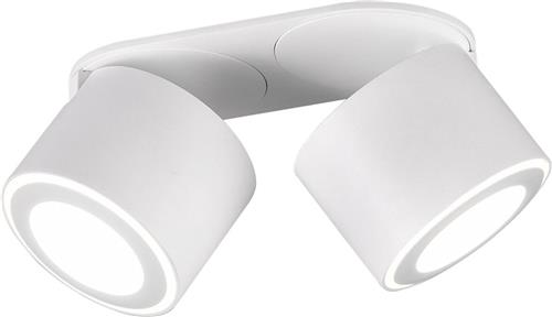 LED Plafondspot - Torna Tarus - 8W - Warm Wit 3000K - 2-lichts - Rond - Mat Wit - Aluminium