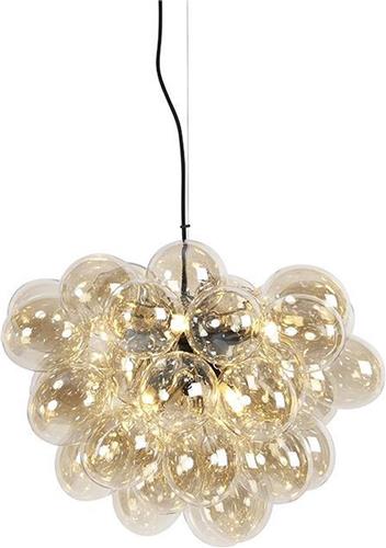 QAZQA uvas - Art Deco Hanglamp eettafel - 8 lichts - Ø 500 mm - Zwart Goud - Woonkamer | Slaapkamer