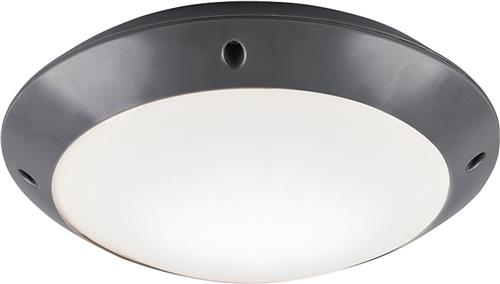 LED Plafondlamp - Badkamerlamp - Torna Camiro - Opbouw Rond - Waterdicht IP54 - E27 Fitting - Mat Antraciet - Kunststof