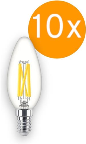 Doos 10 stuks Philips filament LED Kaarslamp E14 3.4W/927-922 470lm Helder Dimtone Cri90