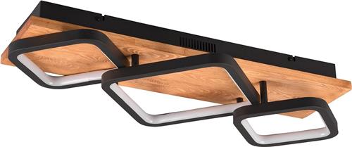 LED Plafondlamp - Plafondverlichting - Trion Aram - 32W - Warm Wit 3000K - Dimbaar - Rechthoek - Mat Zwart - Metaal