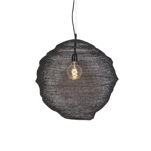 QAZQA nidum - Landelijke Hanglamp eettafel - 1 lichts - Ø 500 mm - Zwart - Woonkamer | Slaapkamer | Keuken
