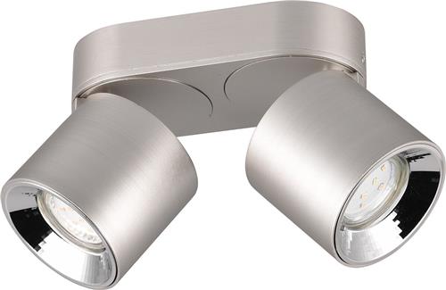 LED Plafondlamp - Plafondverlichting - Trion Pinati - GU10 Fitting - 2-lichts - Rond - Mat Nikkel - Metaal