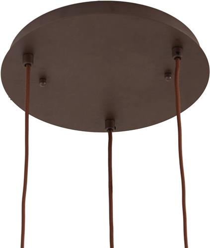 Lindby - hanglamp - 3lichts - Glas, ijzer - E27 - rookgrijs, koffie