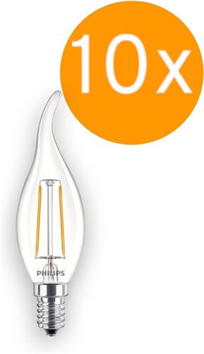 Doos 10 stuks Philips LED Tip Kaarslamp E14 2W 250lm 2700K Helder Niet-Dimbaar