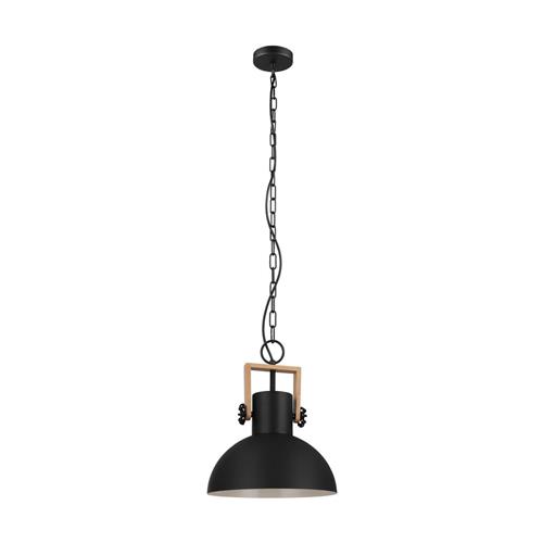 EGLO Lubenham Hanglamp - 1 lichts - Ø30cm. - E27 - Zwart/hout