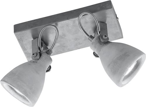 LED Plafondspot - Trion Conry - GU10 Fitting - 2-lichts - Rechthoek - Mat Grijs Beton Look - Aluminium