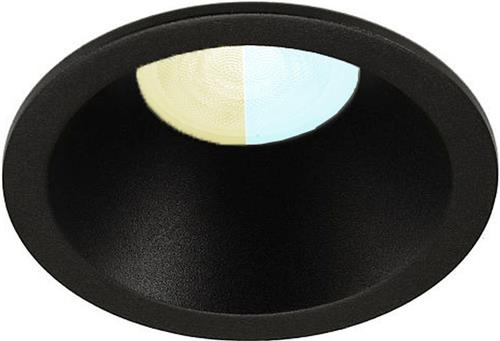 Inbouwspot Rocco met Philips HUE White Ambiance - inbouwspot - Zwart - rond verdiepte spot - Voor binnen / woonkamer / keuken / slaapkamer - IP20 - GU10 - Buitendiameter: 82MM - boorgat: 71-73MM - min. Inbouwdiepte: 95MM
