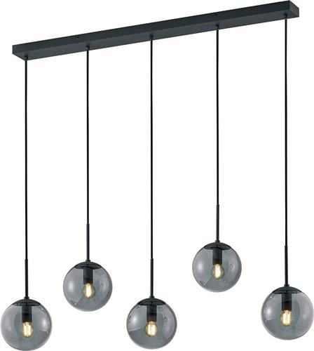 LED Hanglamp - Trion Balina - E14 Fitting - 5-lichts - Rechthoek - Mat Antraciet - Aluminium