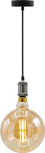 Moderne zilveren snoerpendel - inclusief XXXL LED lamp - unieke dubbeldekker spiraal