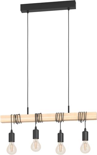 EGLO Townshend Hanglamp - E27 - 70 cm - Zwart/Bruin - FSC Hout