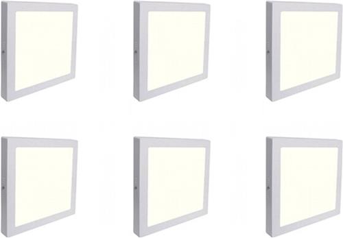 LED Downlight 6 Pack - Opbouw Vierkant 12W - Natuurlijk Wit 4200K - Mat Wit Aluminium - 170mm