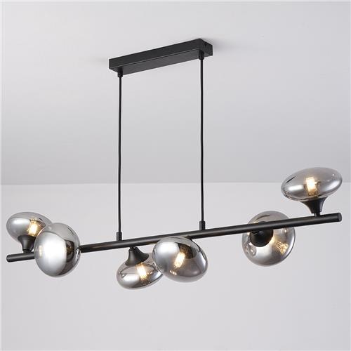 Hanglamp met smoke glas, 6-lichts - Ovais