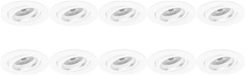 Spot Armatuur 10 Pack - Proma Aerony Pro - GU10 Inbouwspot - Rond - Wit - Aluminium - Kantelbaar - Ø82mm