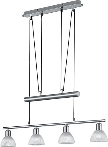 LED Hanglamp - Hangverlichting - Torna Levino - E14 Fitting - Warm Wit 3000K - 4-lichts - Rechthoek - Mat Nikkel - Aluminium