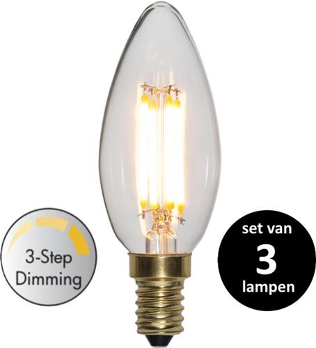 3 standen kaars led lamp  - 4W -Super Warm Wit (< 2200K) -Dimbaar met schakelaar -3 step dimming - set van 3