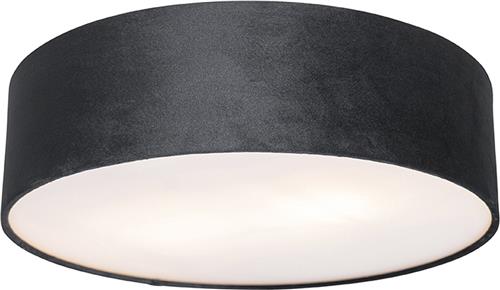 QAZQA drum - Moderne Plafondlamp - 2 lichts - Ø 40 cm - Zwart Goud - Woonkamer | Slaapkamer | Keuken