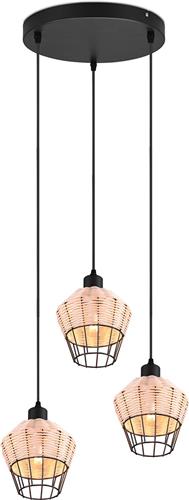 LED Hanglamp - Hangverlichting - Torna Bera - E27 Fitting - 3-lichts - Rond - Bruin - Aluminium