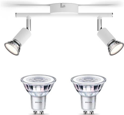 Philips Limbali Opbouwspot (Wit) - Warmwit Licht - Plafondspot met 2 Lichtpunten - GU10 - Niet Dimbaar