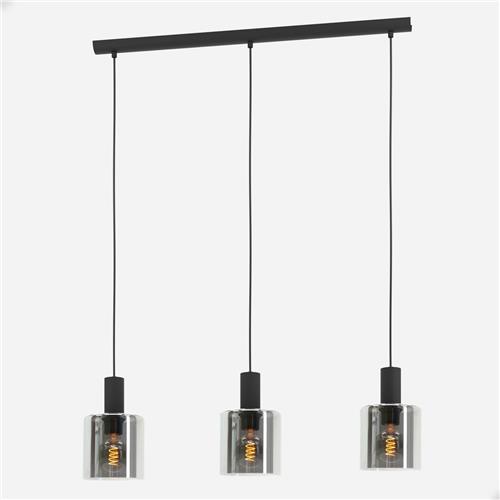 EGLO Gorosiba - Hanglamp - E27 - 85 cm - rookglas - Zwart