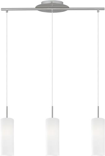 EGLO Troy 3 - Hanglamp - 3 Lichts - Nikkel-Mat - Wit Gelakt