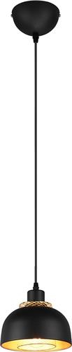 LED Hanglamp - Hangverlichting - Trion Palmo - E27 Fitting - 1-lichts - Rond - Mat Zwart - Aluminium