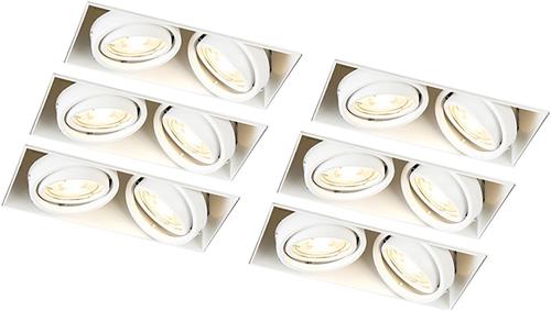 QAZQA oneon trimless 50 - Moderne Grote inbouwspot - 6 stuks - L 19 cm - Wit - Woonkamer | Slaapkamer | Keuken
