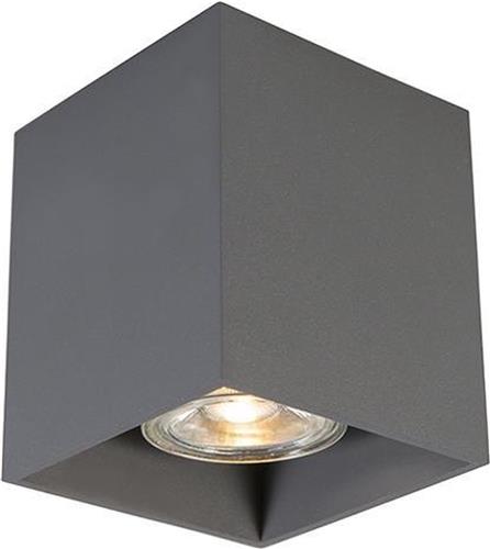 QAZQA qubo - Moderne Plafondspot | Spotje | Opbouwspot - 1 lichts - L 83 mm - Grijs - Woonkamer | Slaapkamer | Keuken