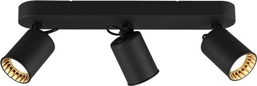 LED Plafondspot - Torna Pirlo - GU10 Fitting - 3-lichts - Rechthoek - Mat Zwart - Aluminium