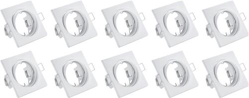 Spot Armatuur 10 Pack - Torna - GU10 Inbouwspot - Vierkant - Wit - Aluminium - Kantelbaar 80mm