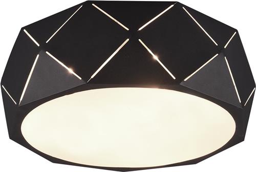 LED Plafondlamp - Plafondverlichting - Trion Zanda - E27 Fitting - 3-lichts - Rond - Mat Zwart - Aluminium
