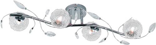 LED Plafondlamp - Trion Ware - G9 Fitting - 4-lichts - Rechthoek - Glans Chroom - Aluminium