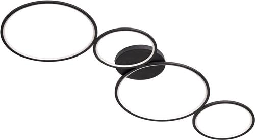 LED Plafondlamp - Trion Rondy - 37W - Warm Wit 3000K - Dimbaar - Rond - Mat Zwart - Aluminium