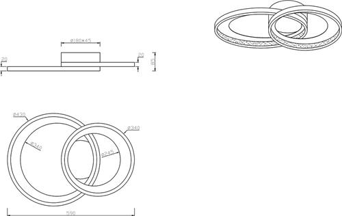 LED Plafondlamp - Trion Granity - 29W - Warm Wit 3000K - Dimbaar - Ovaal - Mat Zwart - Aluminium