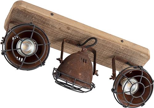 QAZQA gina - Industriele Dimbare LED Smart Plafondspot | Spotje | Opbouwspot incl. wifi met Dimmer - 3 lichts - L 43 cm - Roestbruin - Industrieel - Woonkamer