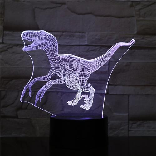 3D Led Lamp Met Gravering - RGB 7 Kleuren - Dinosaurus