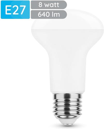 Modee E27 LED Lamp 8W - 640lm - 6000K - Daglicht Wit - LED Spot R63 - Vervangt 50W Halogeen Gloeilamp