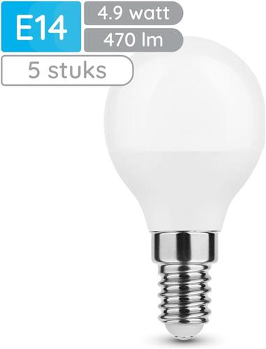 Modee E14 LED Lamp 4.9W - 470lm - 2700K - Warm Wit - LED Globe Mini P45 - Vervangt 40W Halogeen Gloeilamp - 5 stuks